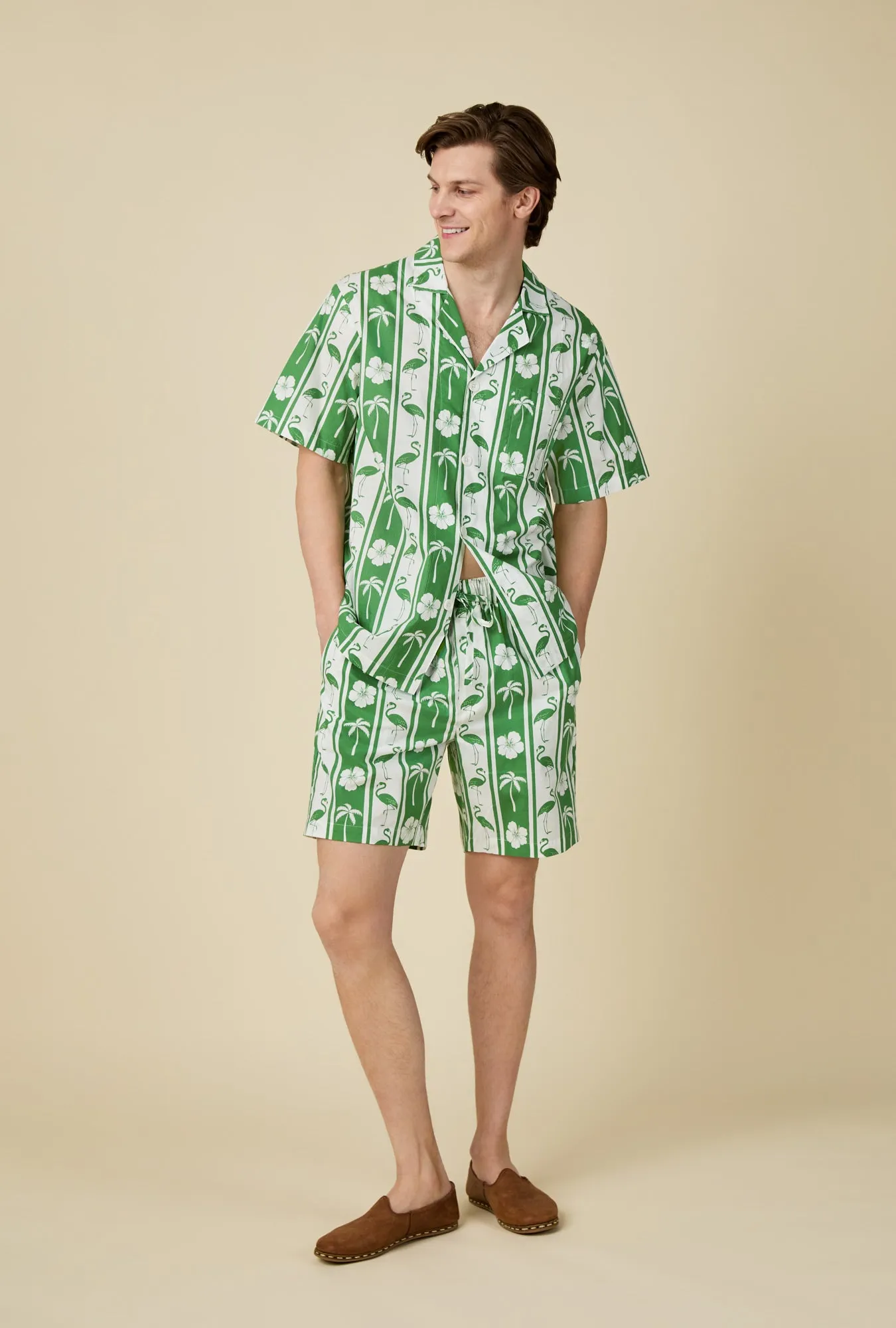 Aloha Stripe Men's Short Sleeve Notch Woven Cotton Poplin Boxer PJ Set sold by BedHead product image thumbnail 2