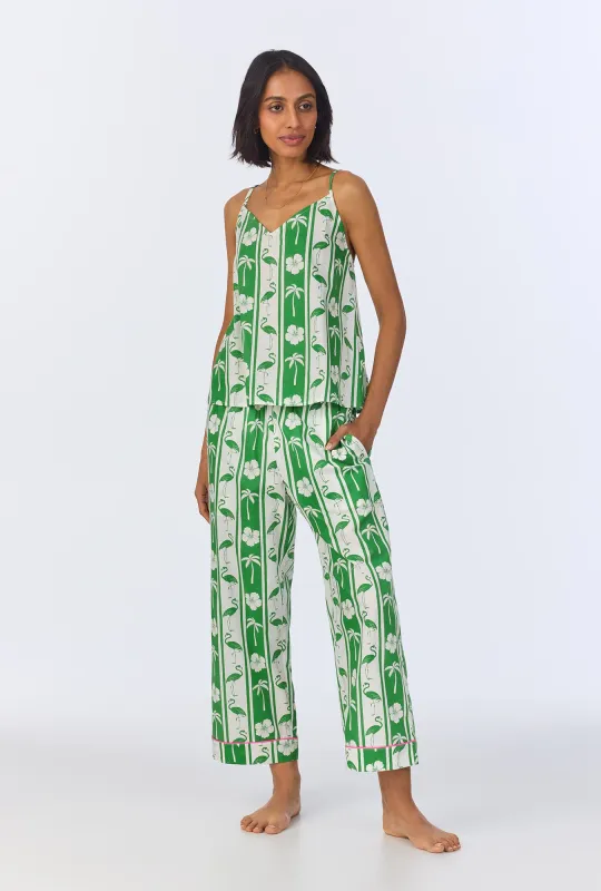 Aloha Stripe Cami Woven Cotton Poplin Cropped PJ Set sold by BedHead