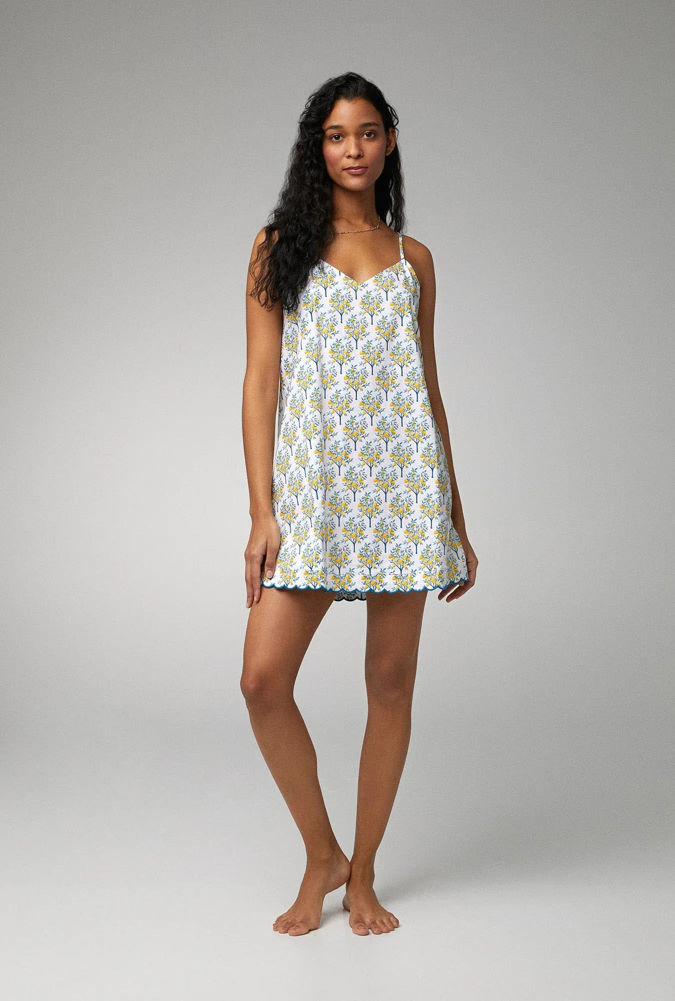 Lemon Trees Woven Cotton Poplin Scallop Chemise sold by BedHead product image thumbnail 2