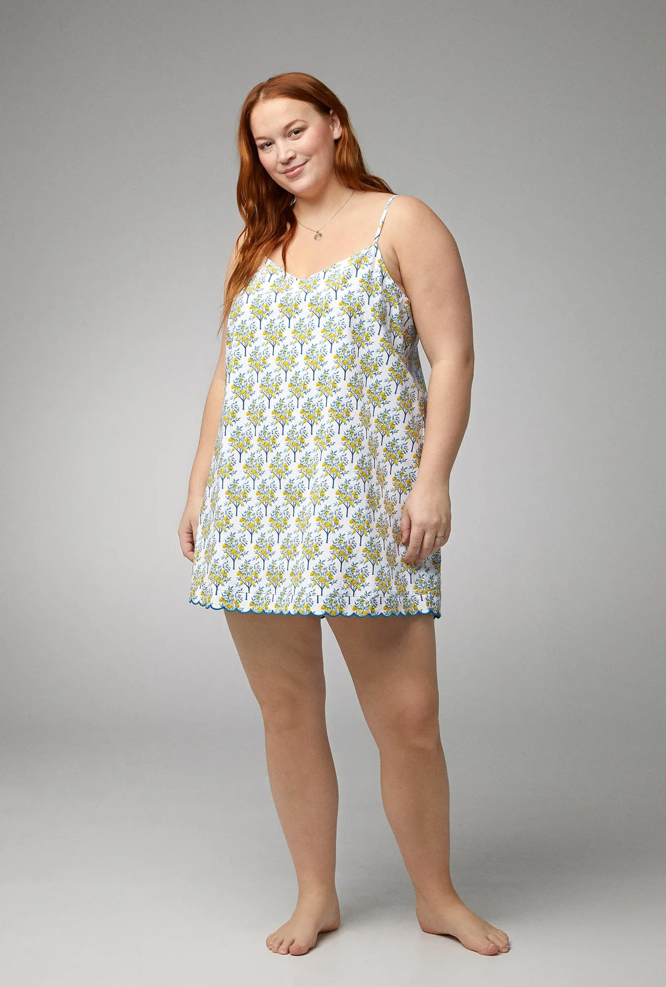 Lemon Trees Woven Cotton Poplin Scallop Chemise sold by BedHead product image thumbnail 5