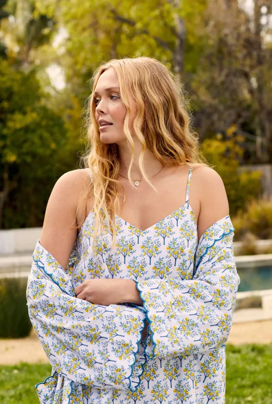 Lemon Trees Woven Cotton Poplin Scallop Chemise sold by BedHead