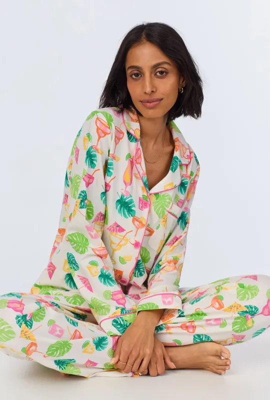 Vacation Libations Long Sleeve Classic Stretch Jersey PJ Set sold by BedHead