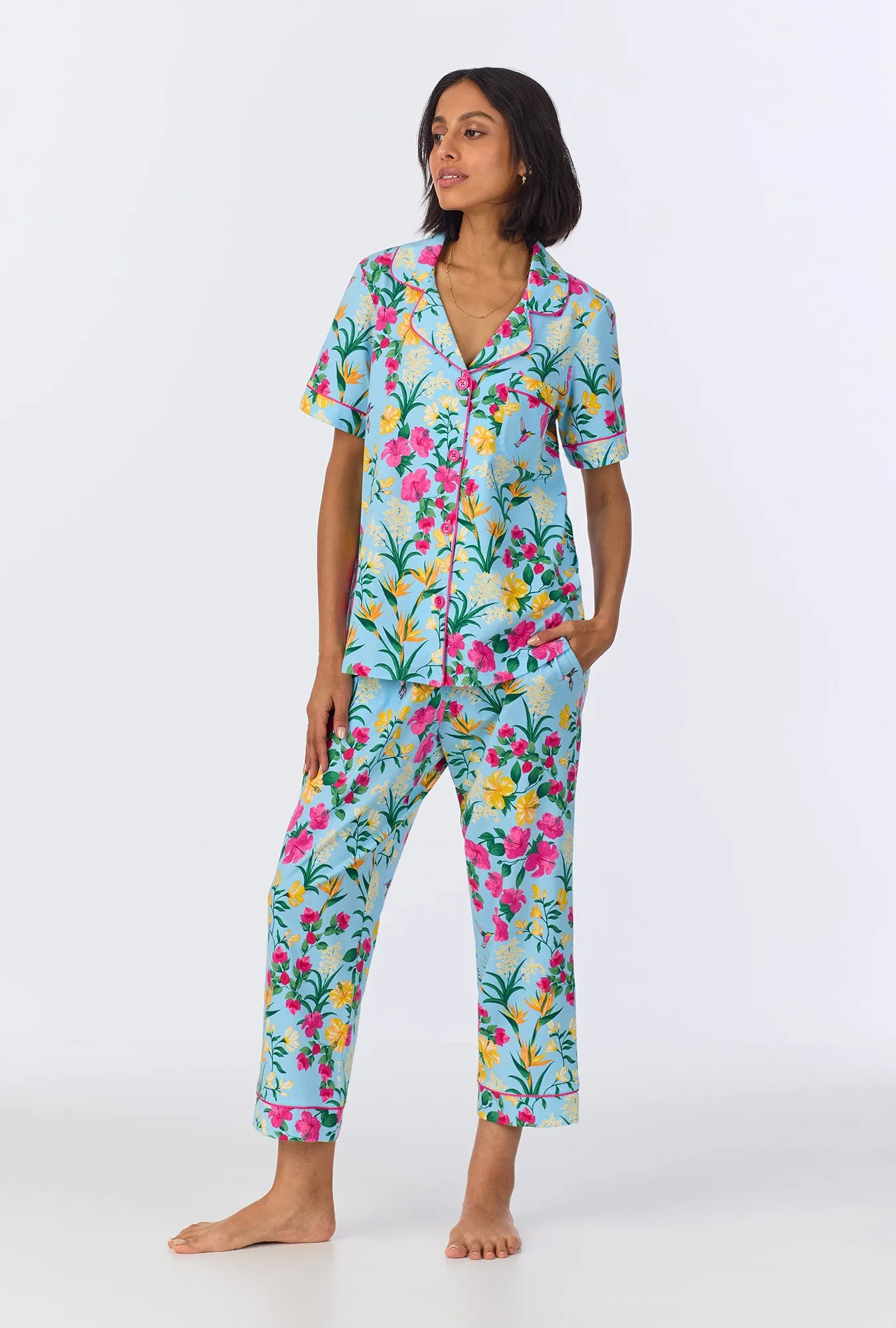 Tropical Paradise Short Sleeve Classic Stretch Jersey Cropped PJ Set sold by BedHead product image thumbnail 2