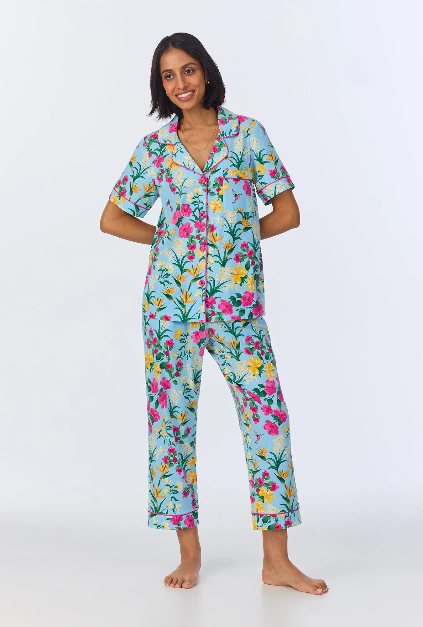 Tropical Paradise Short Sleeve Classic Stretch Jersey Cropped PJ Set sold by BedHead