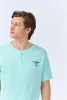 Surfside Snoopy® Men's Short Sleeve Henley Stretch Jersey Boxer PJ Set sold by BedHead