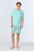 Surfside Snoopy® Men's Short Sleeve Henley Stretch Jersey Boxer PJ Set sold by BedHead