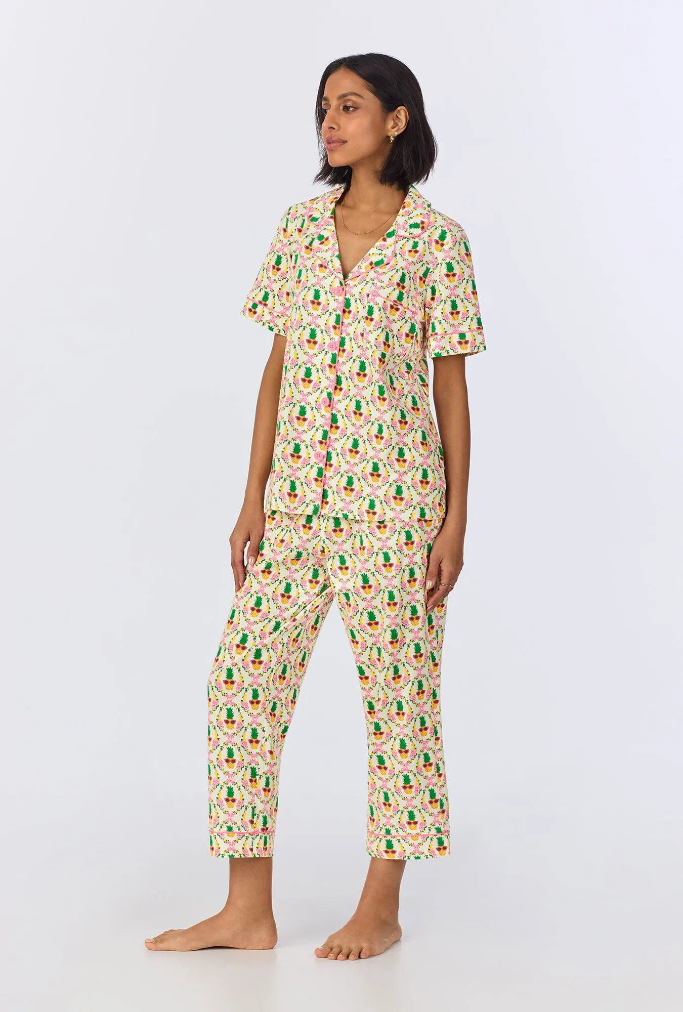Pinacoolada Short Sleeve Classic Stretch Jersey Cropped PJ Set sold by BedHead product image thumbnail 4