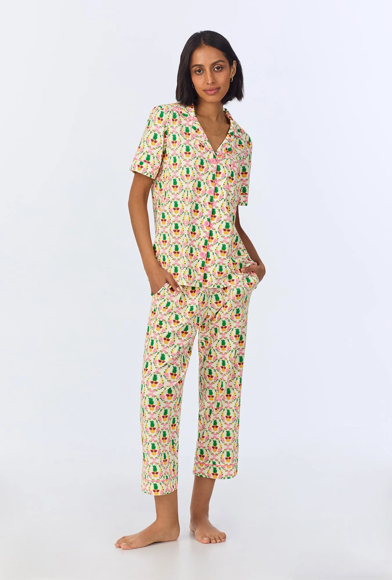 Pinacoolada Short Sleeve Classic Stretch Jersey Cropped PJ Set sold by BedHead product image thumbnail 2