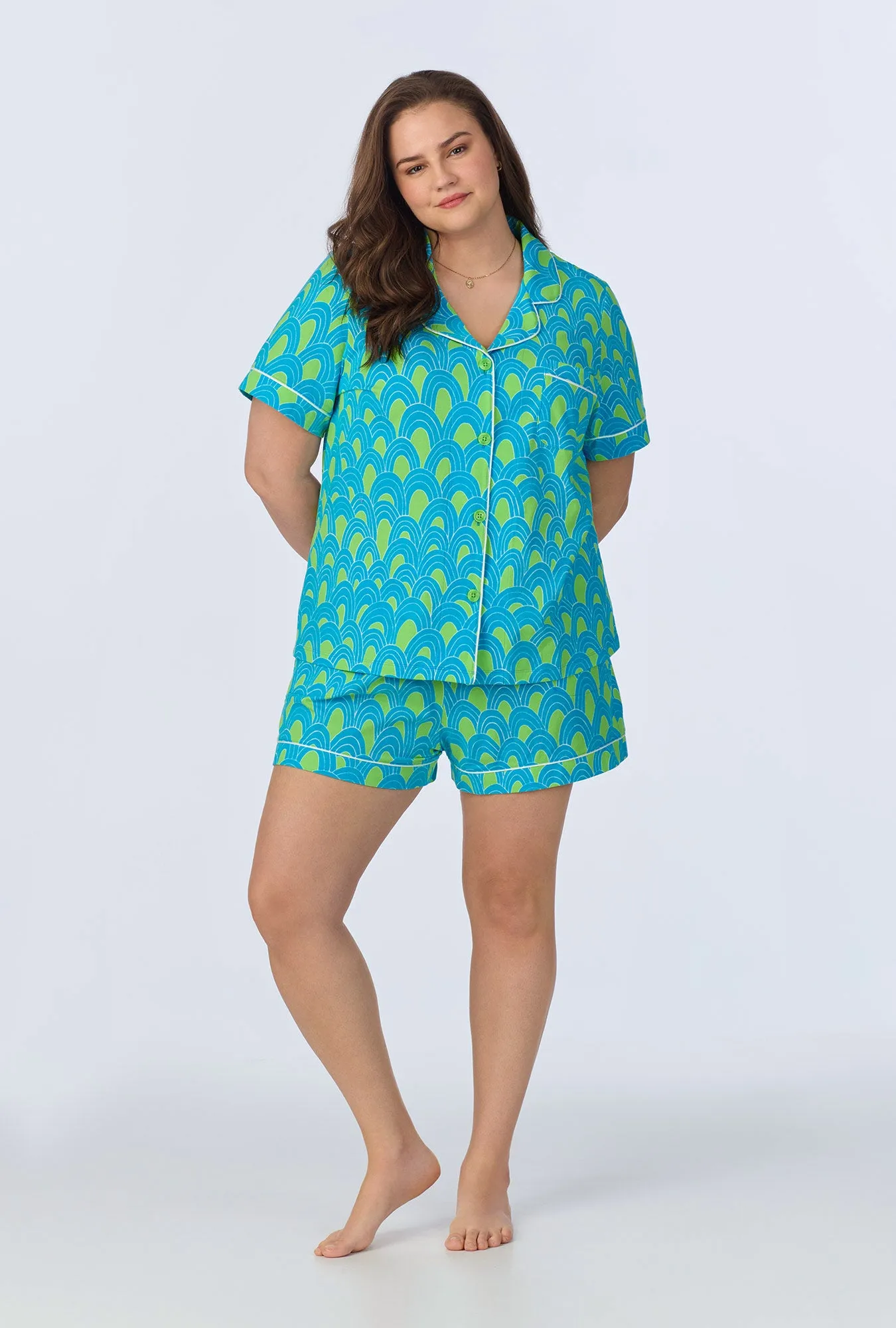 BedHead x Trina Turk Geo Arches Short Sleeve Classic Shorty Stretch Jersey PJ Set sold by BedHead product image thumbnail 4