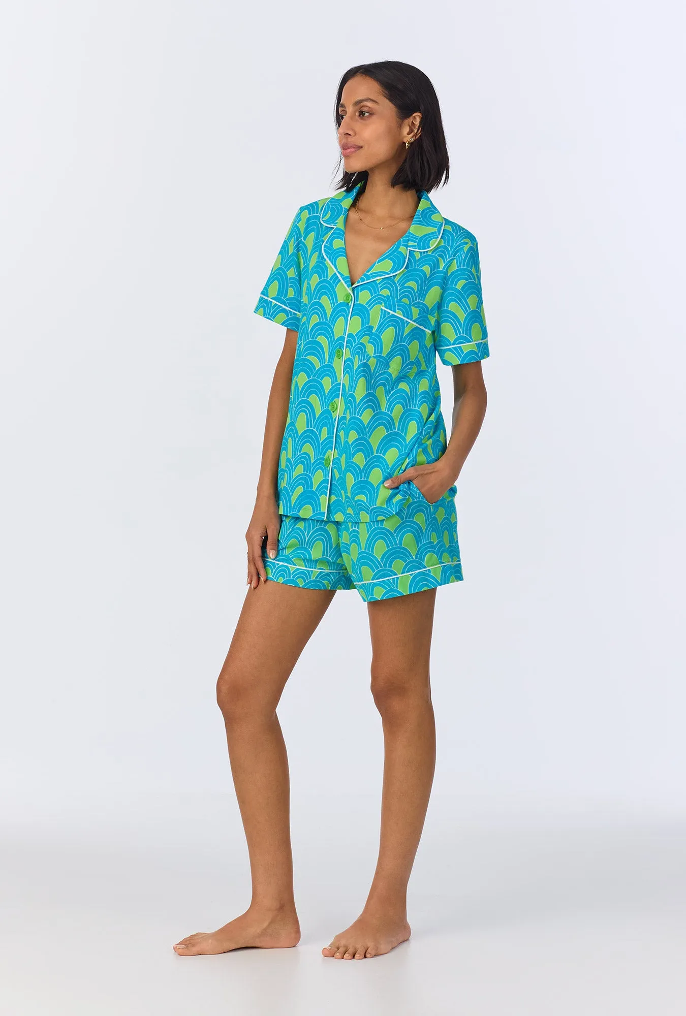 BedHead x Trina Turk Geo Arches Short Sleeve Classic Shorty Stretch Jersey PJ Set sold by BedHead product image thumbnail 2