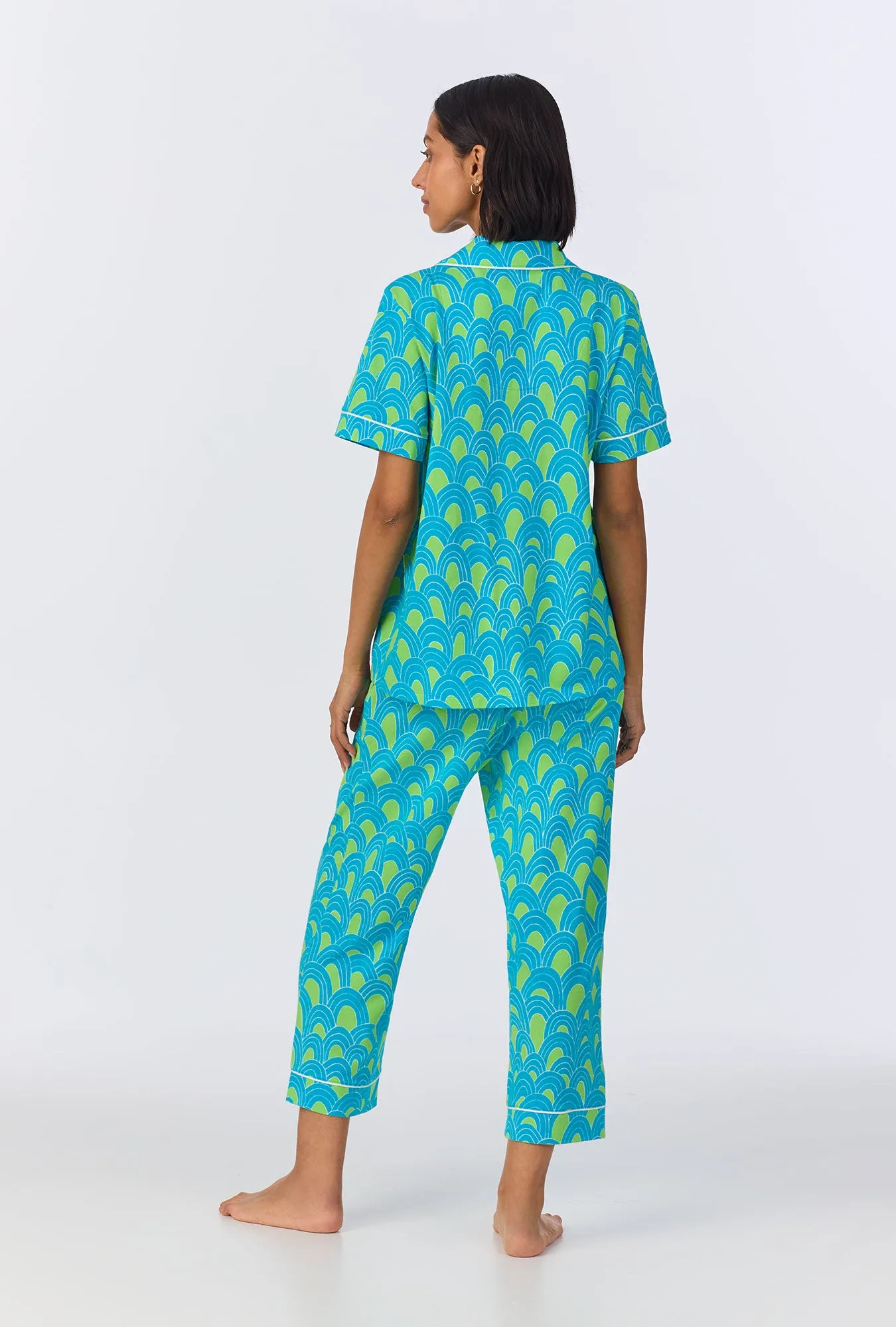 BedHead x Trina Turk Geo Arches Short Sleeve Classic Cropped Stretch Jersey PJ Set sold by BedHead product image thumbnail 3