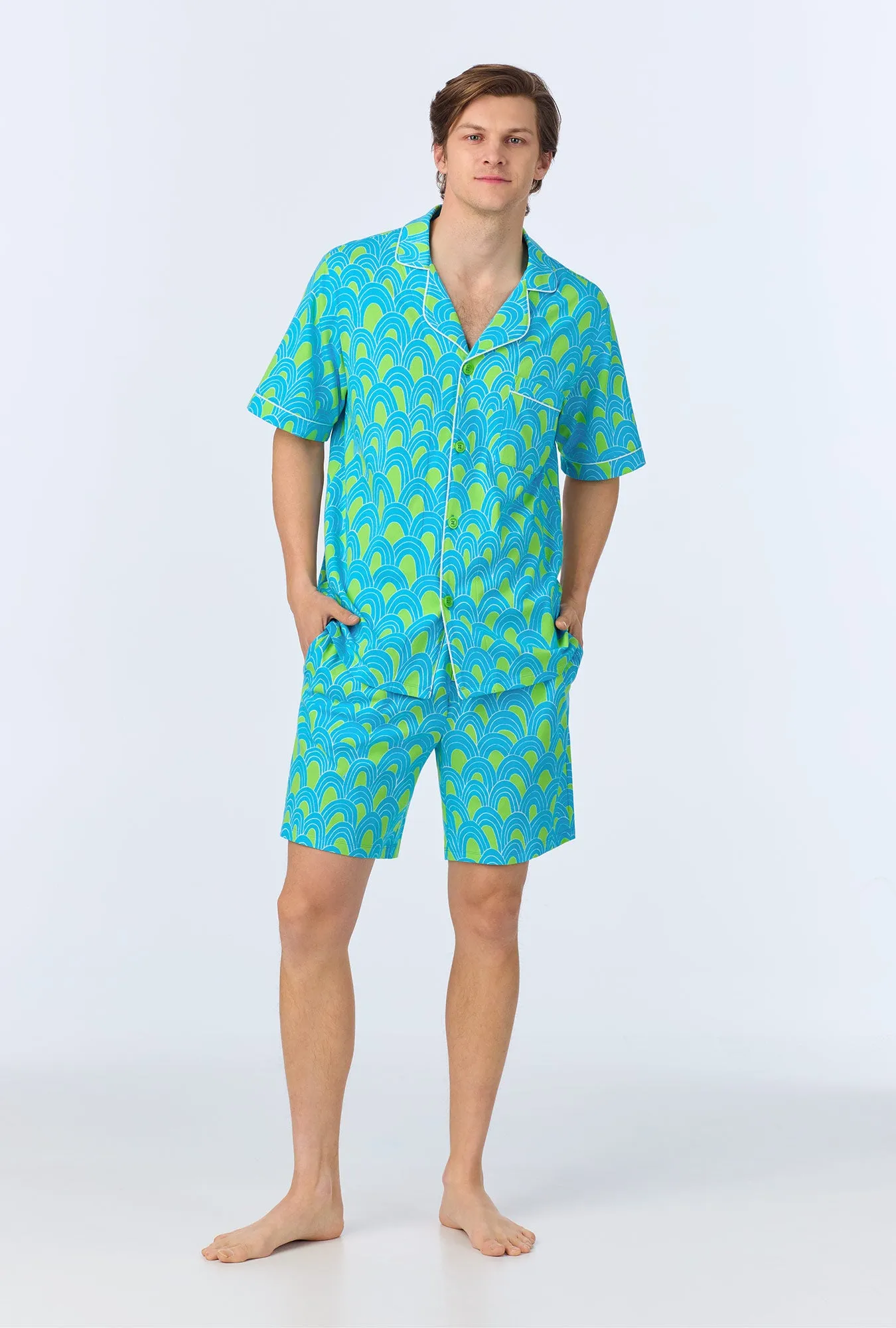 BedHead x Mr. Turk Geo Arches Men's Short Sleeve Notch Stretch Jersey Boxer PJ Set sold by BedHead product image thumbnail 2
