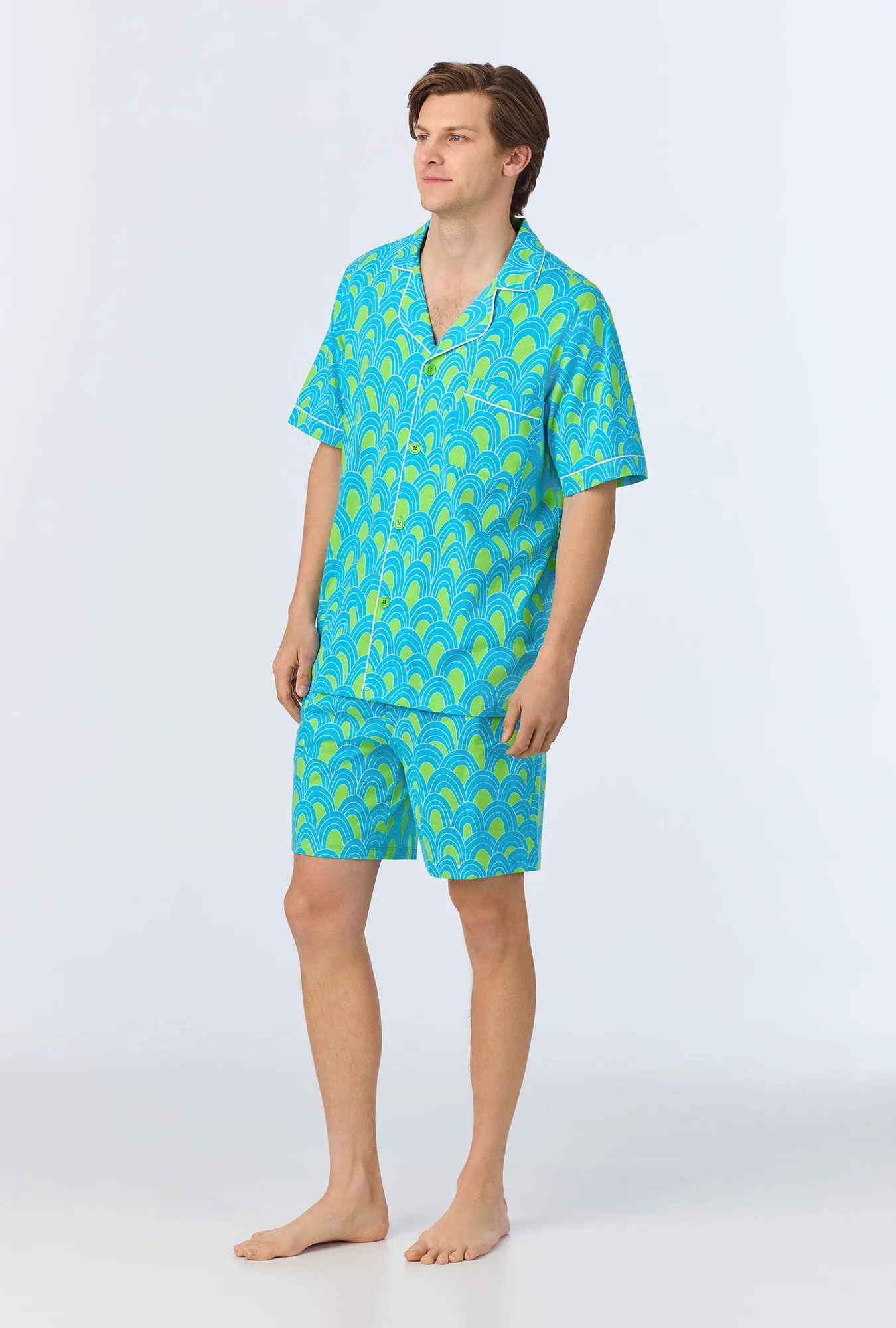 BedHead x Mr. Turk Geo Arches Men's Short Sleeve Notch Stretch Jersey Boxer PJ Set sold by BedHead product image thumbnail 3