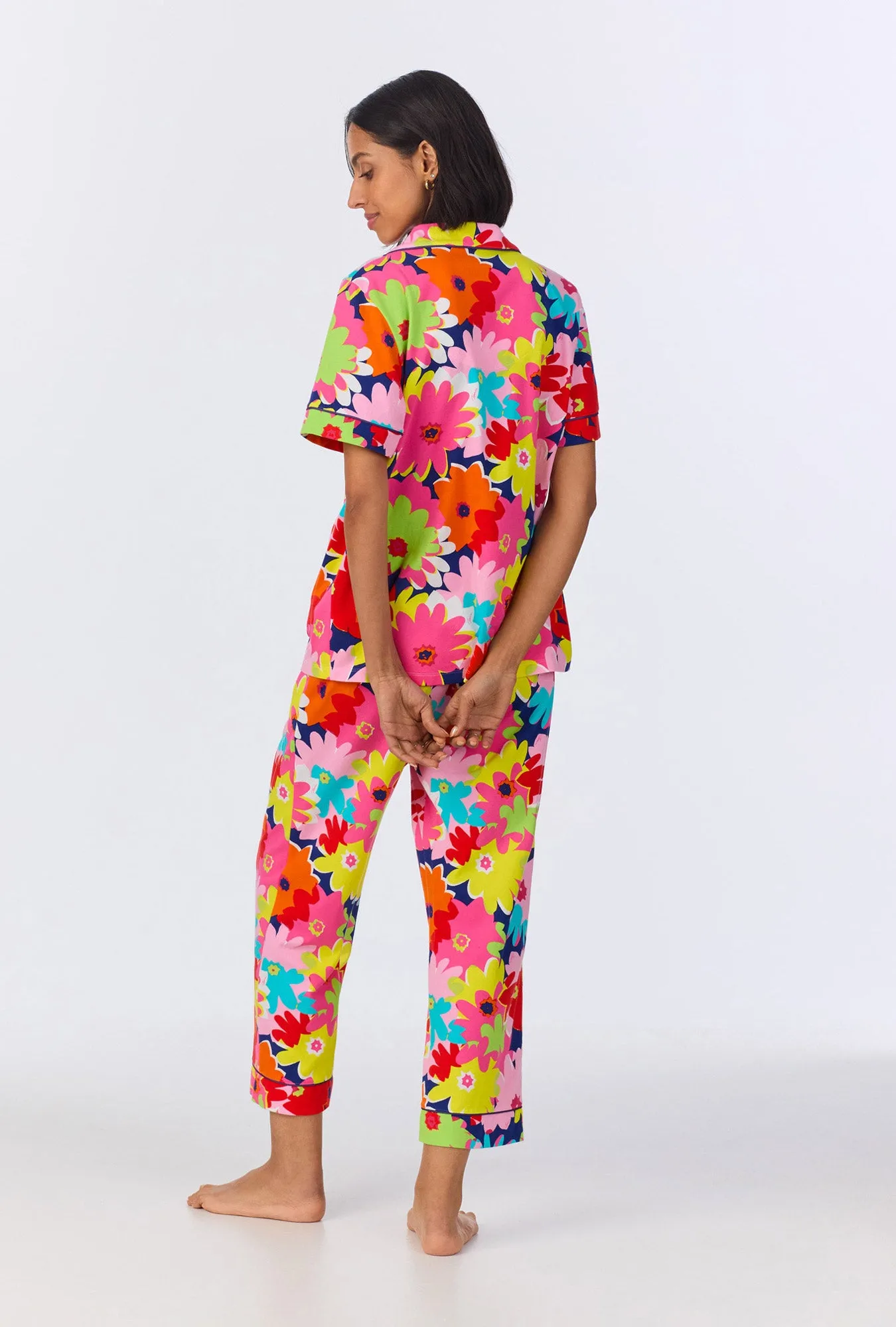 BedHead x Trina Turk Pop Floral Short Sleeve Classic Cropped Stretch Jersey PJ Set sold by BedHead product image thumbnail 3