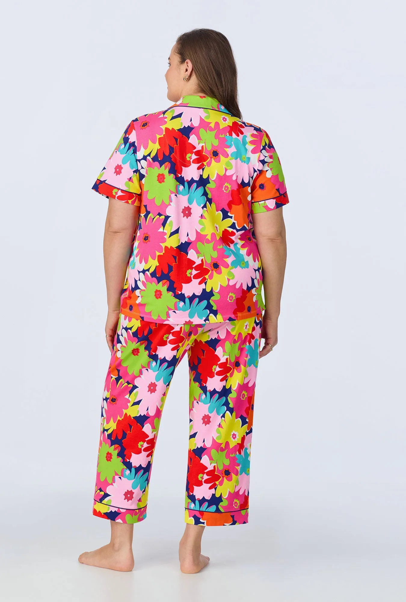 BedHead x Trina Turk Pop Floral Short Sleeve Classic Cropped Stretch Jersey PJ Set sold by BedHead product image thumbnail 5
