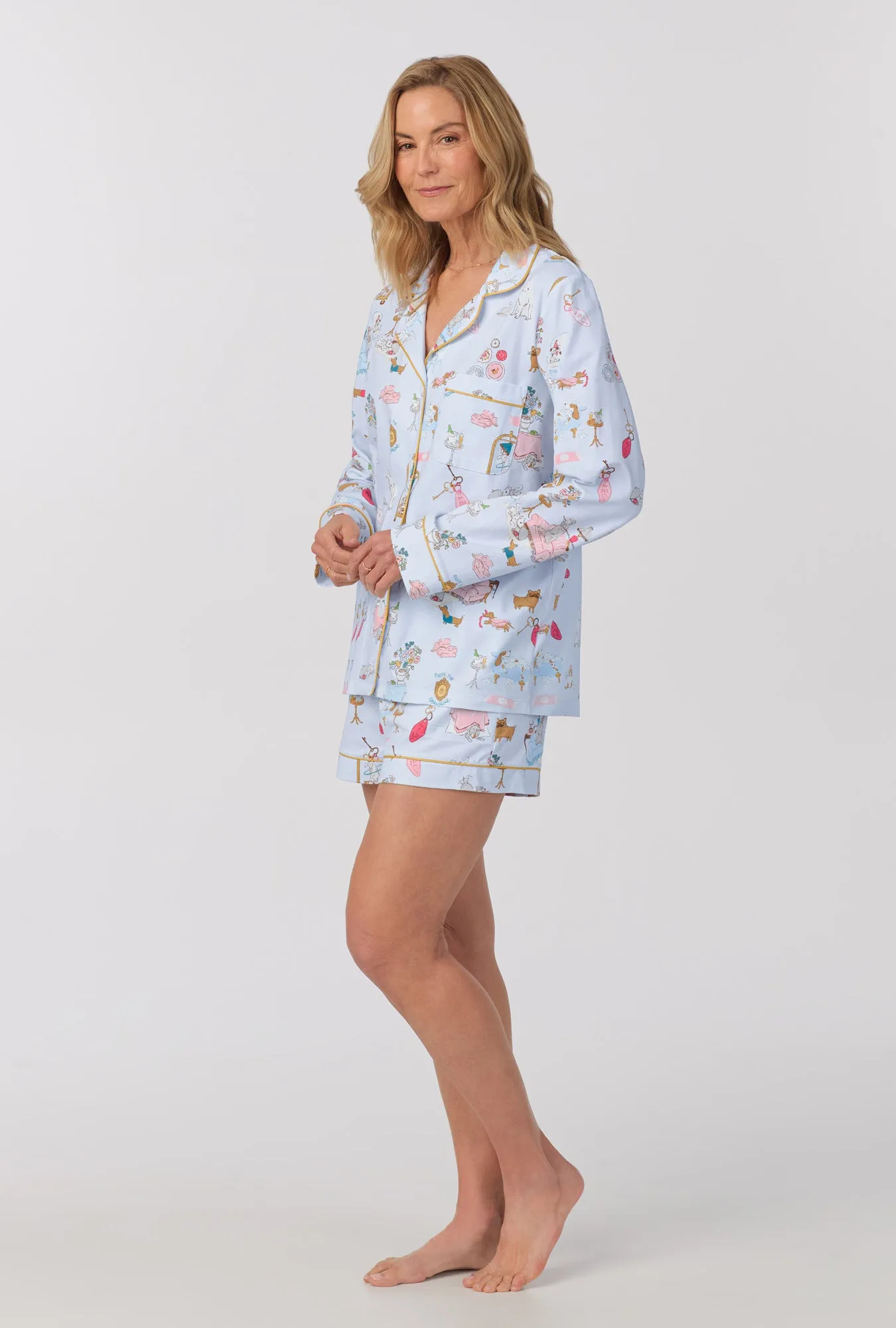 Penthouse Pups Long Sleeve Classic Stretch Jersey Short PJ Set sold by BedHead product image thumbnail 2