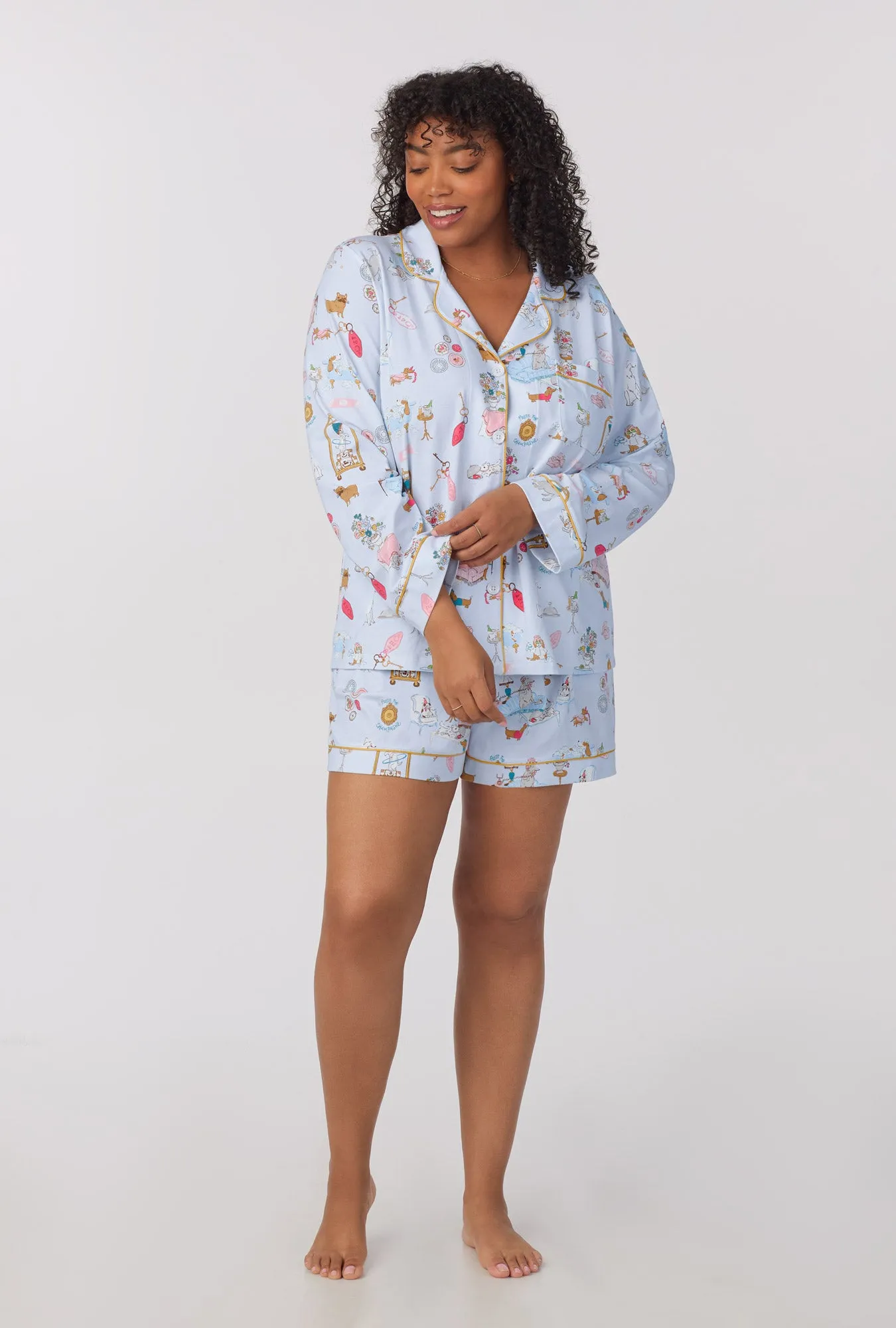 Penthouse Pups Long Sleeve Classic Stretch Jersey Short PJ Set sold by BedHead product image thumbnail 4