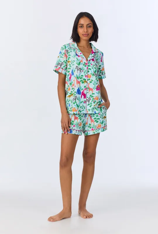 Bedhead x Bronwyn Newport Jungle Boogie Short Sleeve Classic Shorty Stretch Jersey PJ Set sold by BedHead