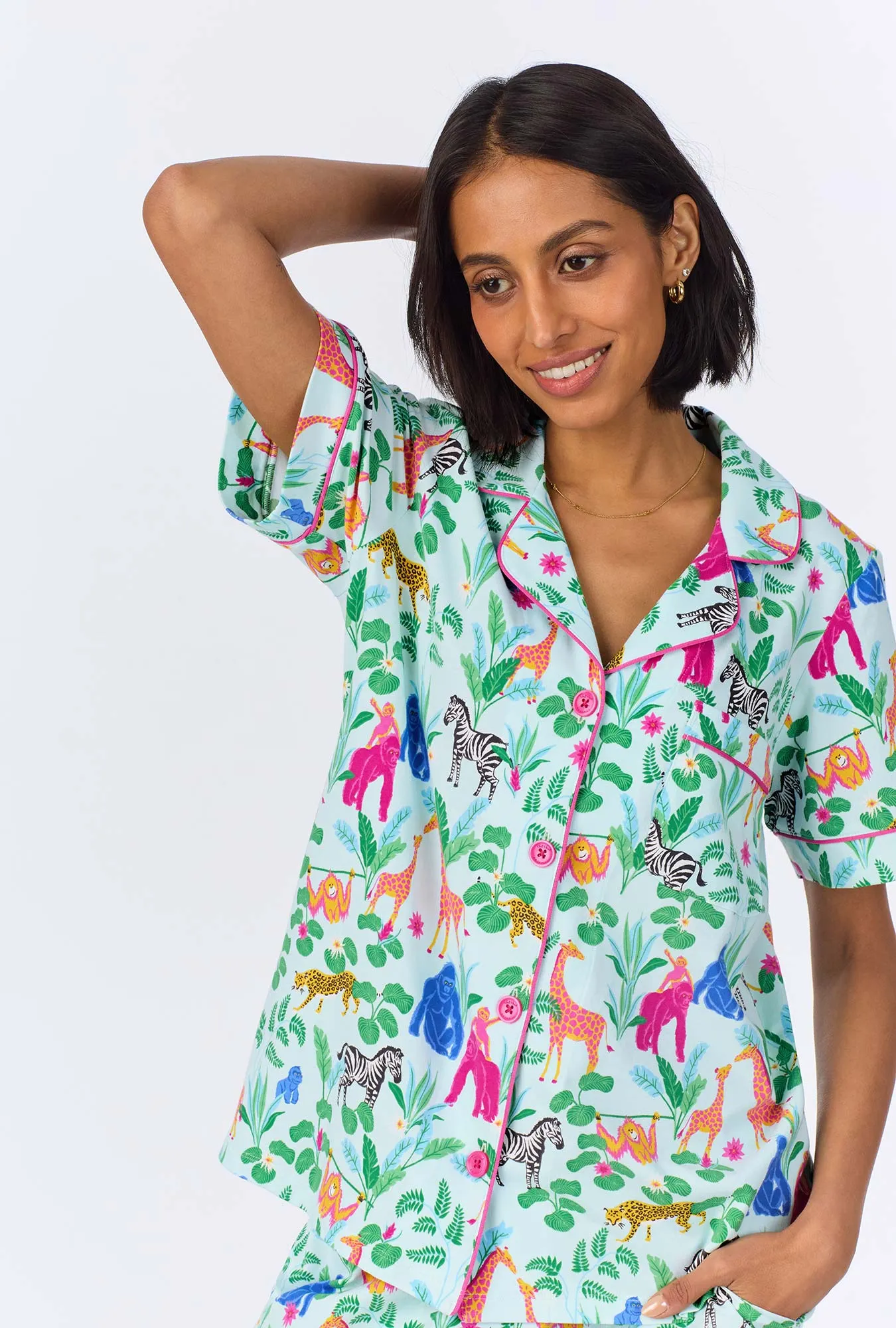 Bedhead x Bronwyn Newport Jungle Boogie Short Sleeve Classic Shorty Stretch Jersey PJ Set sold by BedHead product image thumbnail 4