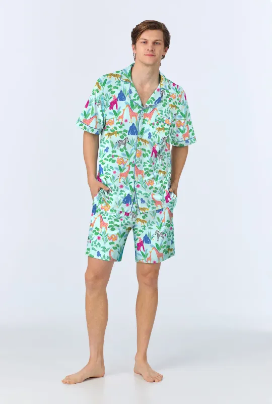Bedhead x Bronwyn Newport Jungle Boogie Men's Short Sleeve Classic Stretch Jersey Short PJ Set sold by BedHead