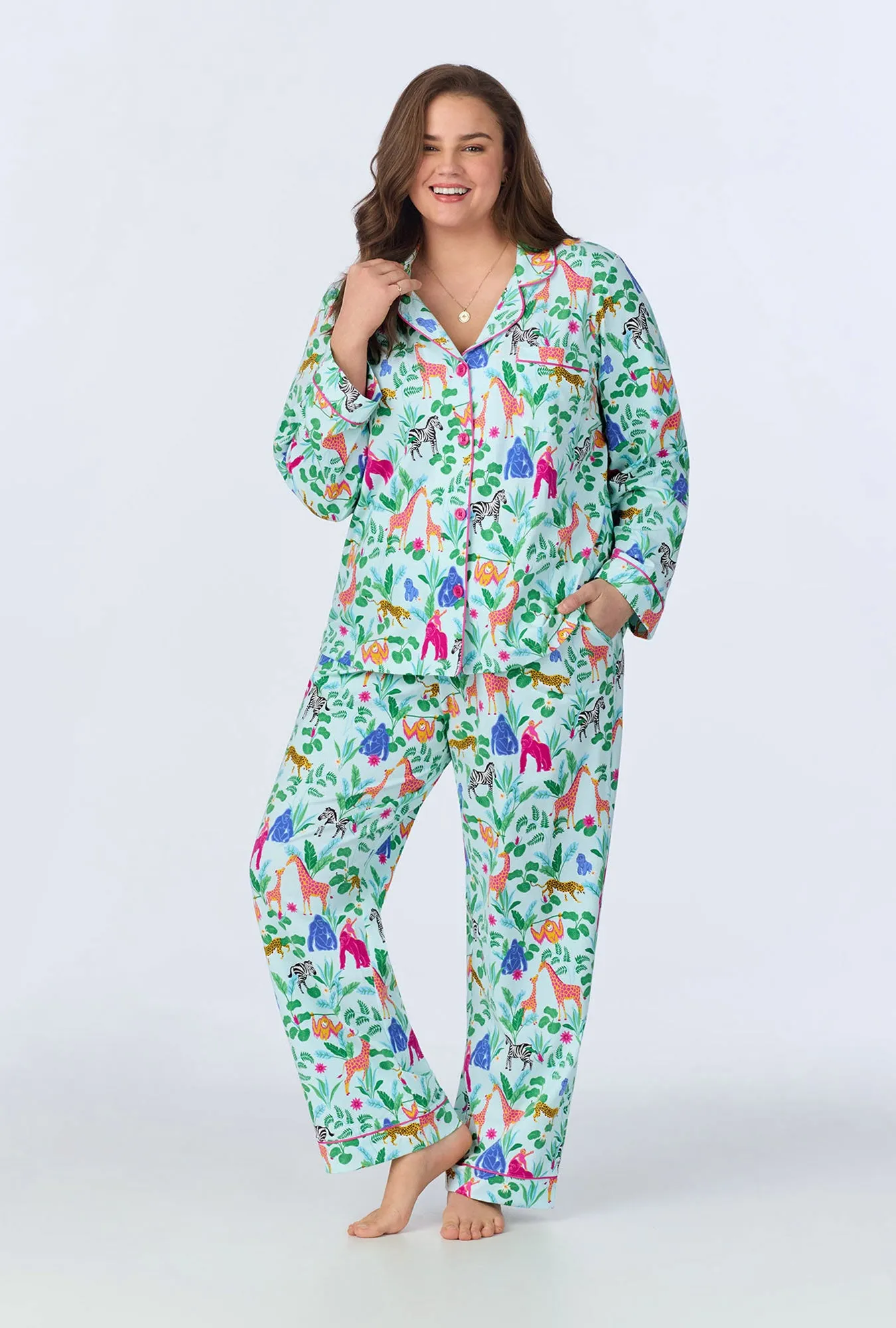 Bedhead x Bronwyn Newport Jungle Boogie Long Sleeve Classic Stretch Jersey PJ Set sold by BedHead product image thumbnail 4