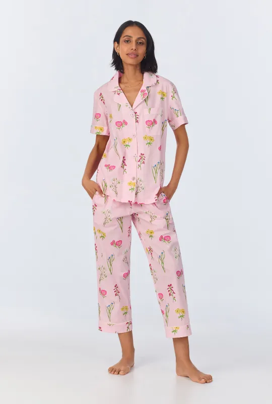 Western Wildflowers Short Sleeve Classic Woven Cotton Poplin Cropped PJ Set sold by BedHead