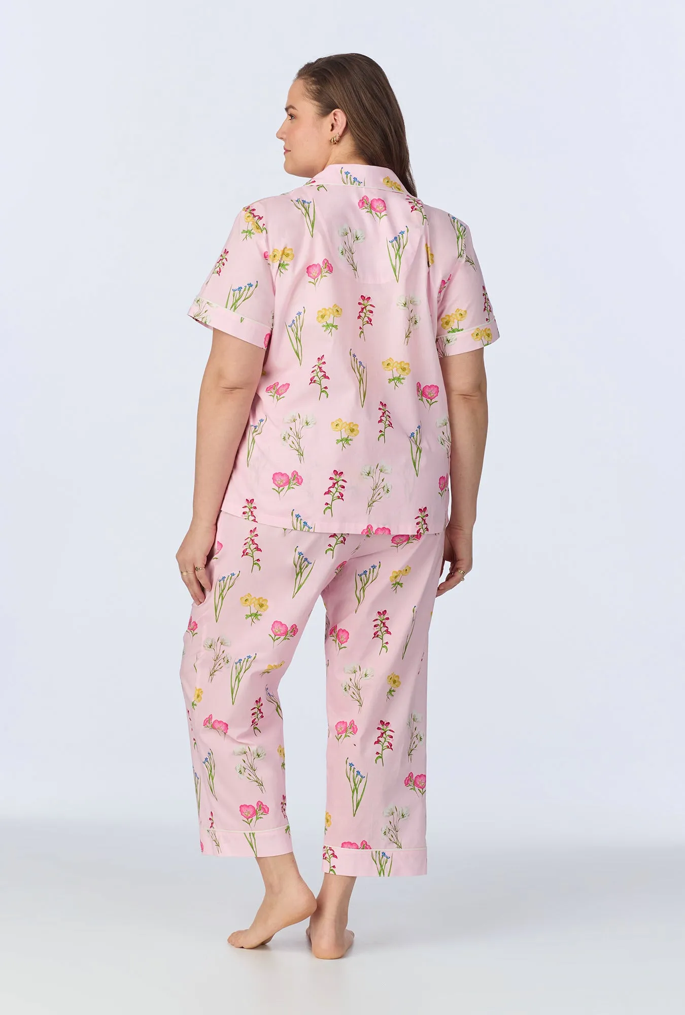 Western Wildflowers Short Sleeve Classic Woven Cotton Poplin Cropped PJ Set sold by BedHead product image thumbnail 5