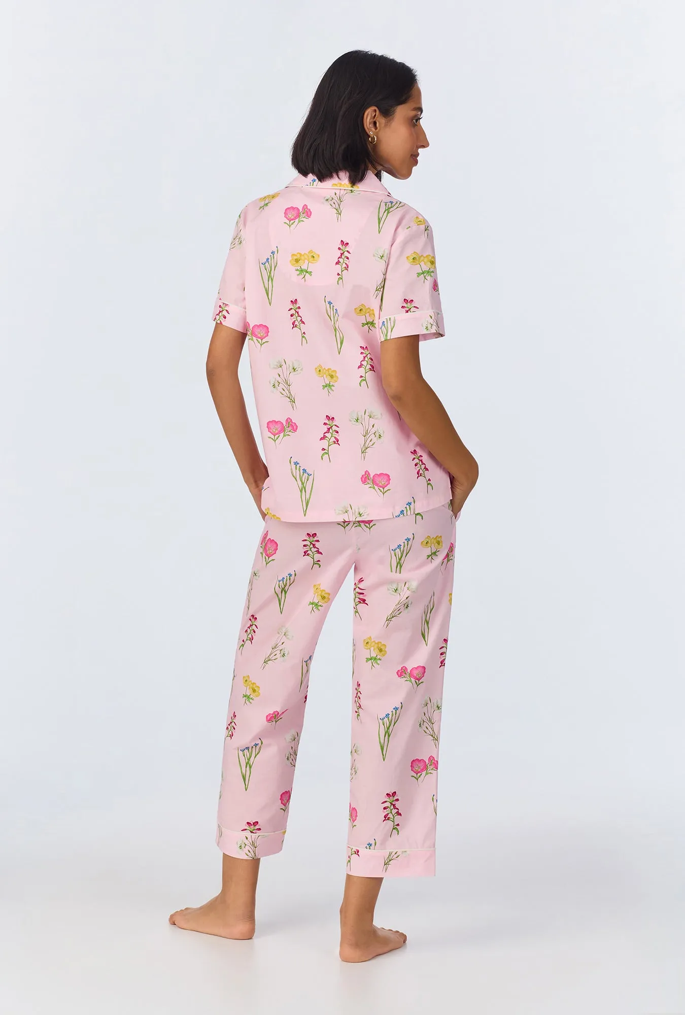 Western Wildflowers Short Sleeve Classic Woven Cotton Poplin Cropped PJ Set sold by BedHead product image thumbnail 3
