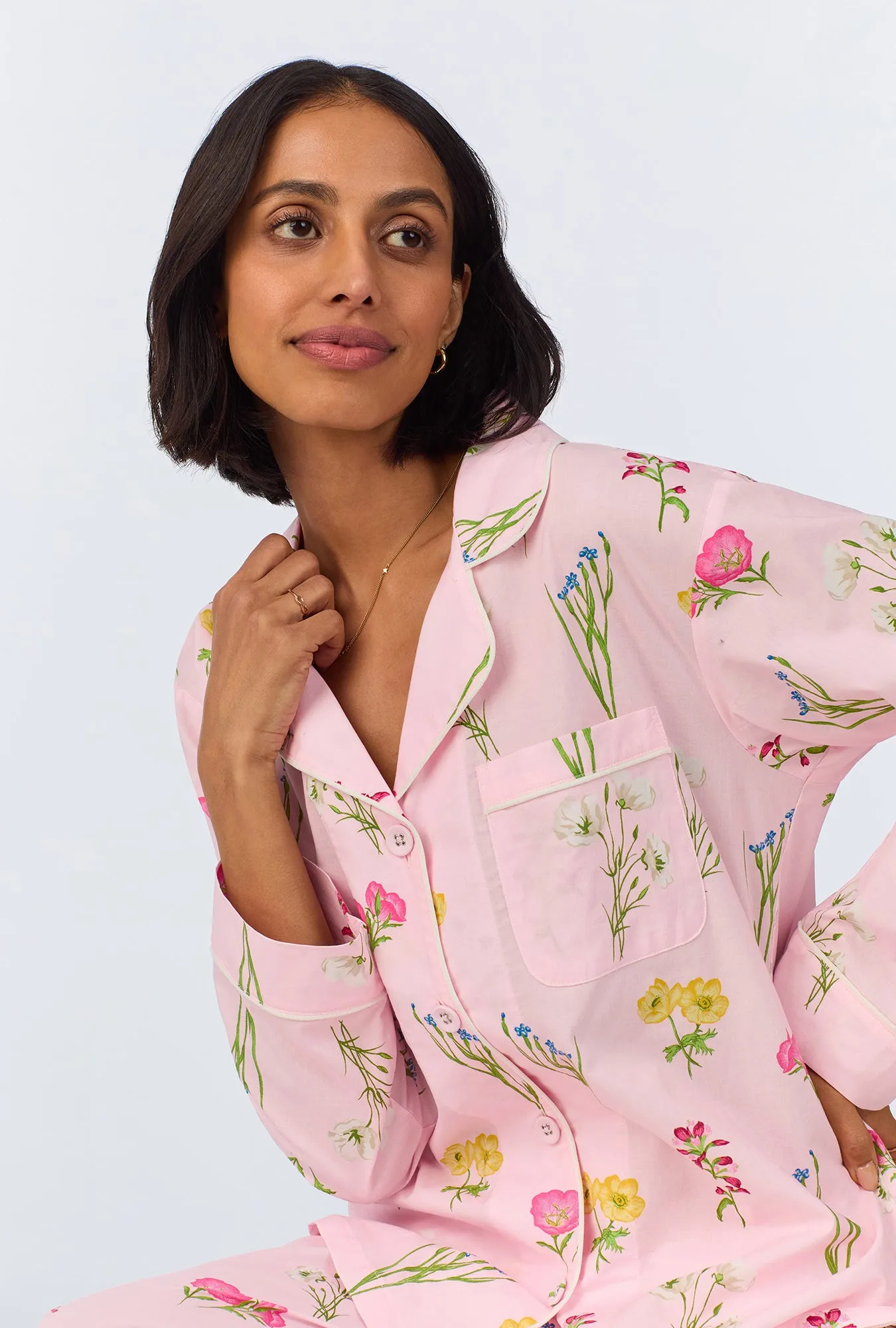Western Wildflowers Long Sleeve Classic Woven Cotton Poplin Long PJ Set sold by BedHead