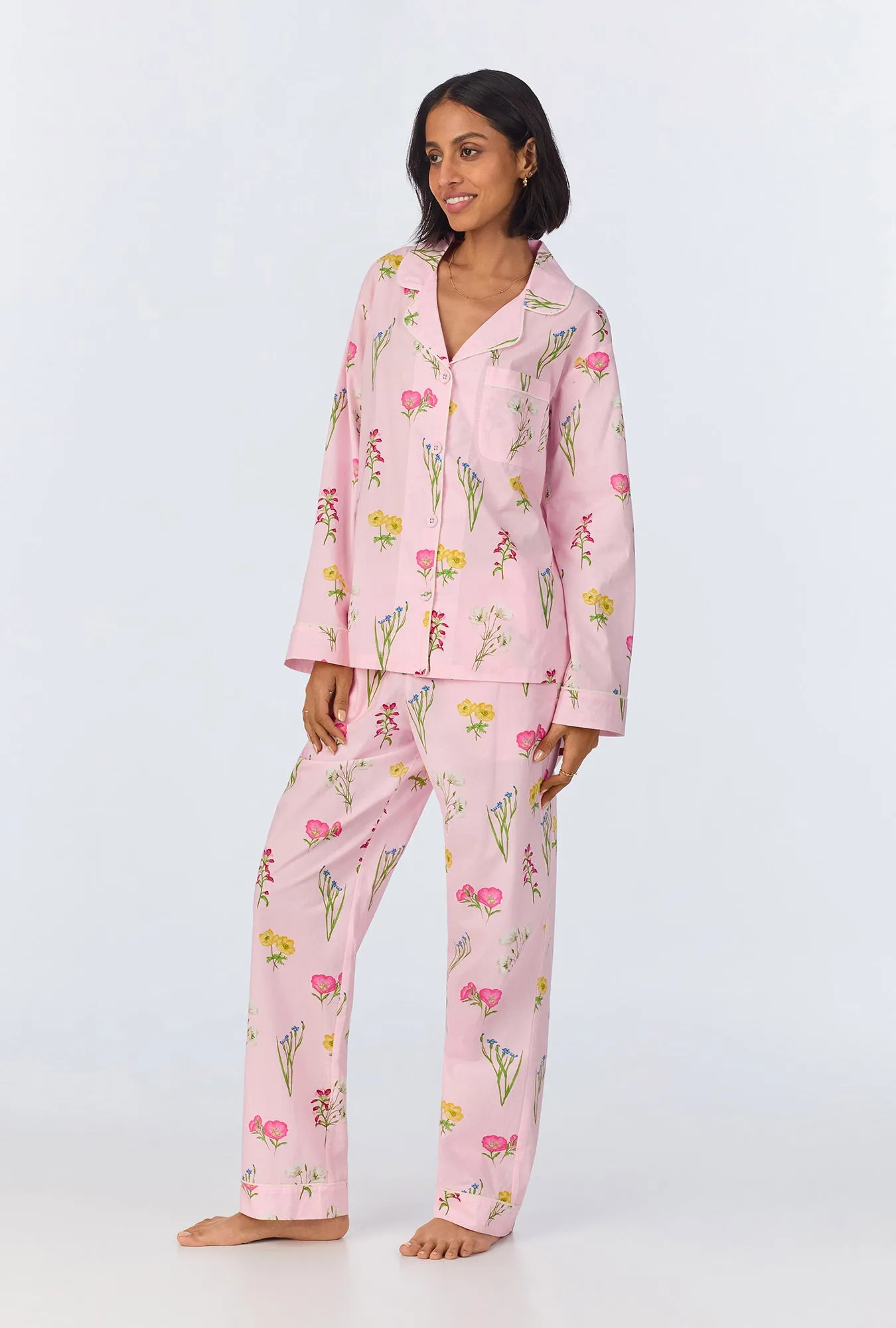 Western Wildflowers Long Sleeve Classic Woven Cotton Poplin Long PJ Set sold by BedHead product image thumbnail 3