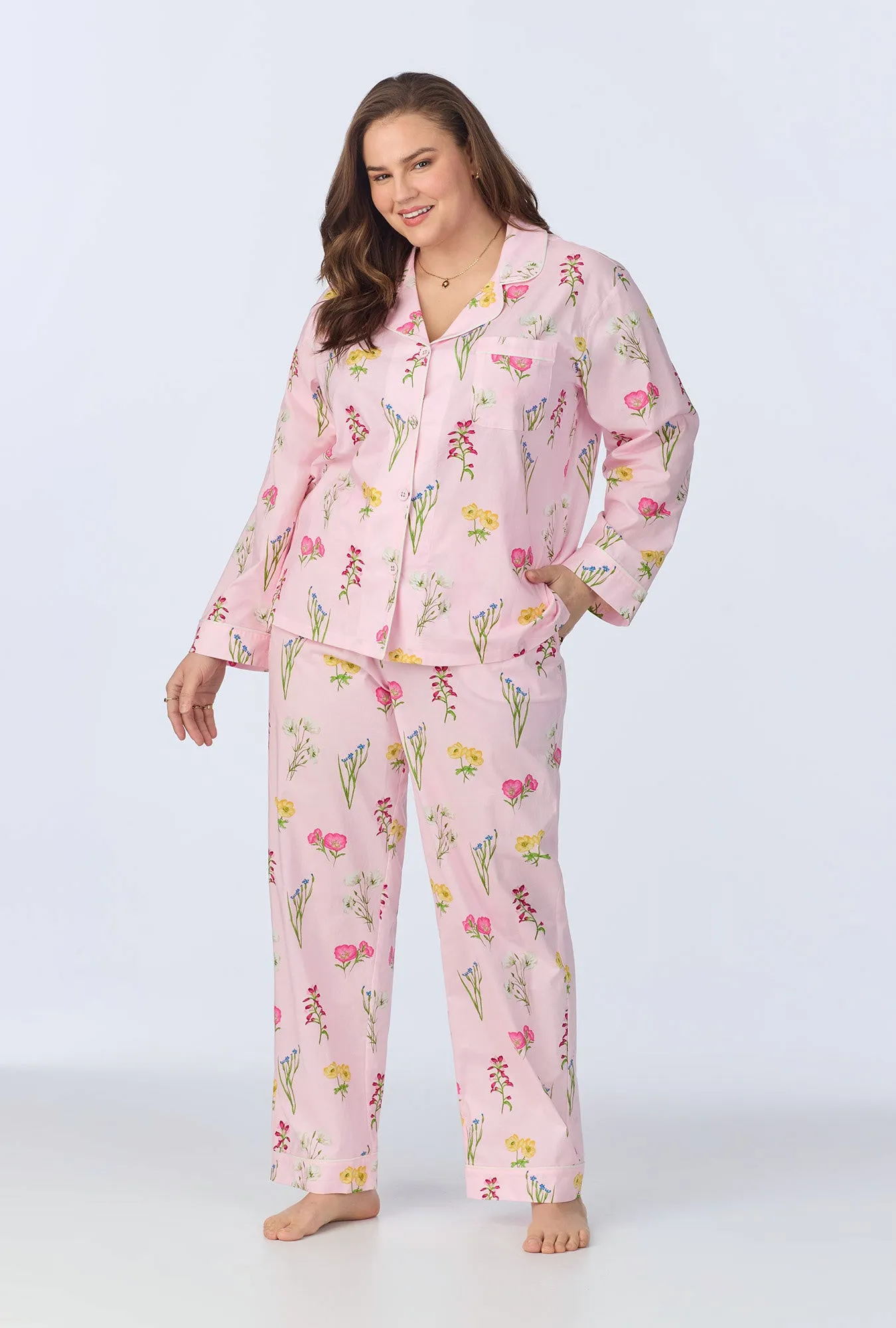 Western Wildflowers Long Sleeve Classic Woven Cotton Poplin Long PJ Set sold by BedHead product image thumbnail 5