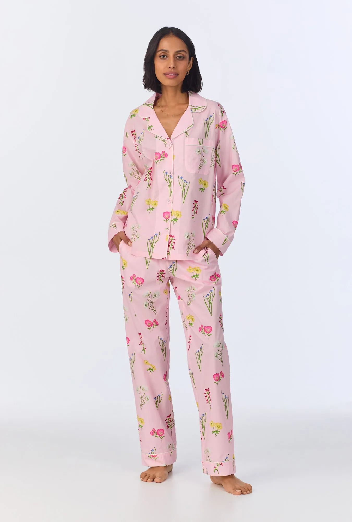 Western Wildflowers Long Sleeve Classic Woven Cotton Poplin Long PJ Set sold by BedHead product image thumbnail 2