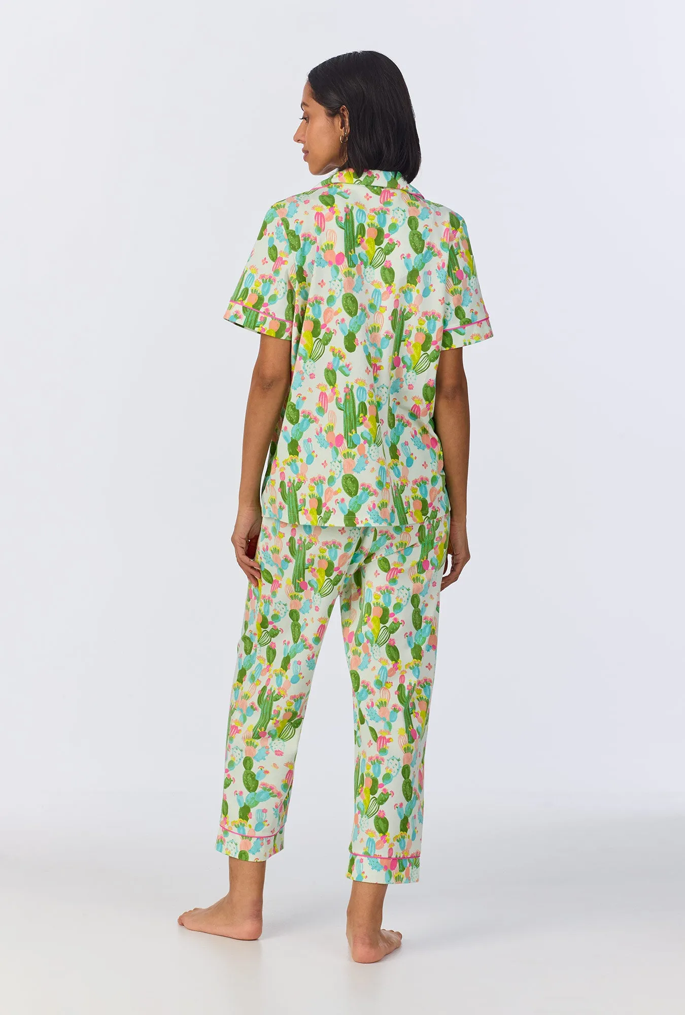 Cactus Garden Short Sleeve Classic Stretch Jersey Cropped PJ Set sold by BedHead product image thumbnail 4