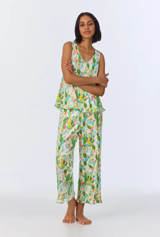 Cactus Garden Ruffle Tank Stretch Cropped PJ Set sold by BedHead