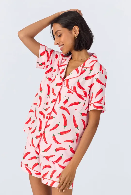 Coming In Hot Short Sleeve Classic Shorty Stretch Jersey PJ Set sold by BedHead