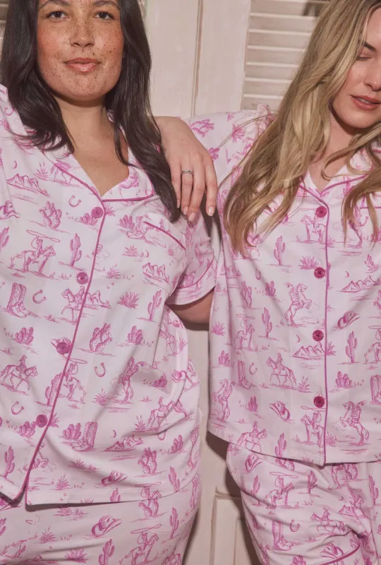 Cowgirl Toile Short Sleeve Classic Stretch Jersey Cropped PJ Set sold by BedHead