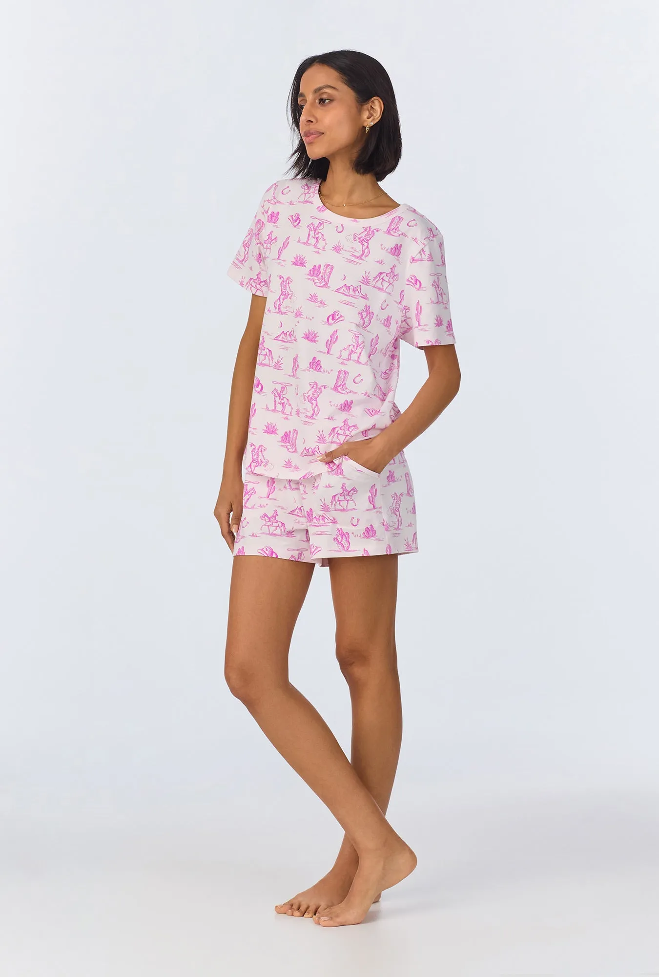 Cowgirl Toile T-Shirt Stretch Jersey Shorty PJ Set sold by BedHead product image thumbnail 3
