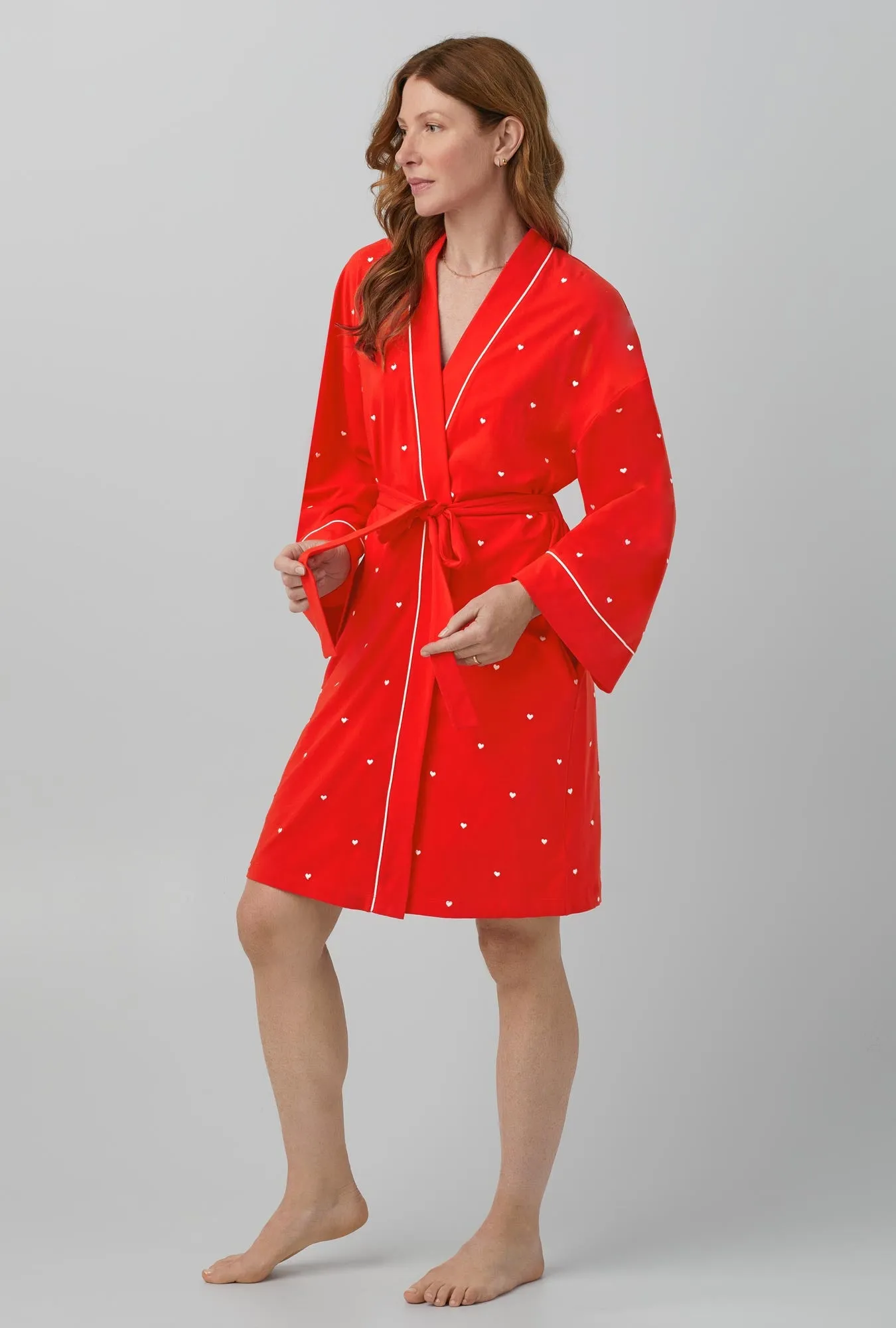 Tiny Hearts Banded Collar Stretch Jersey Robe sold by BedHead product image thumbnail 2