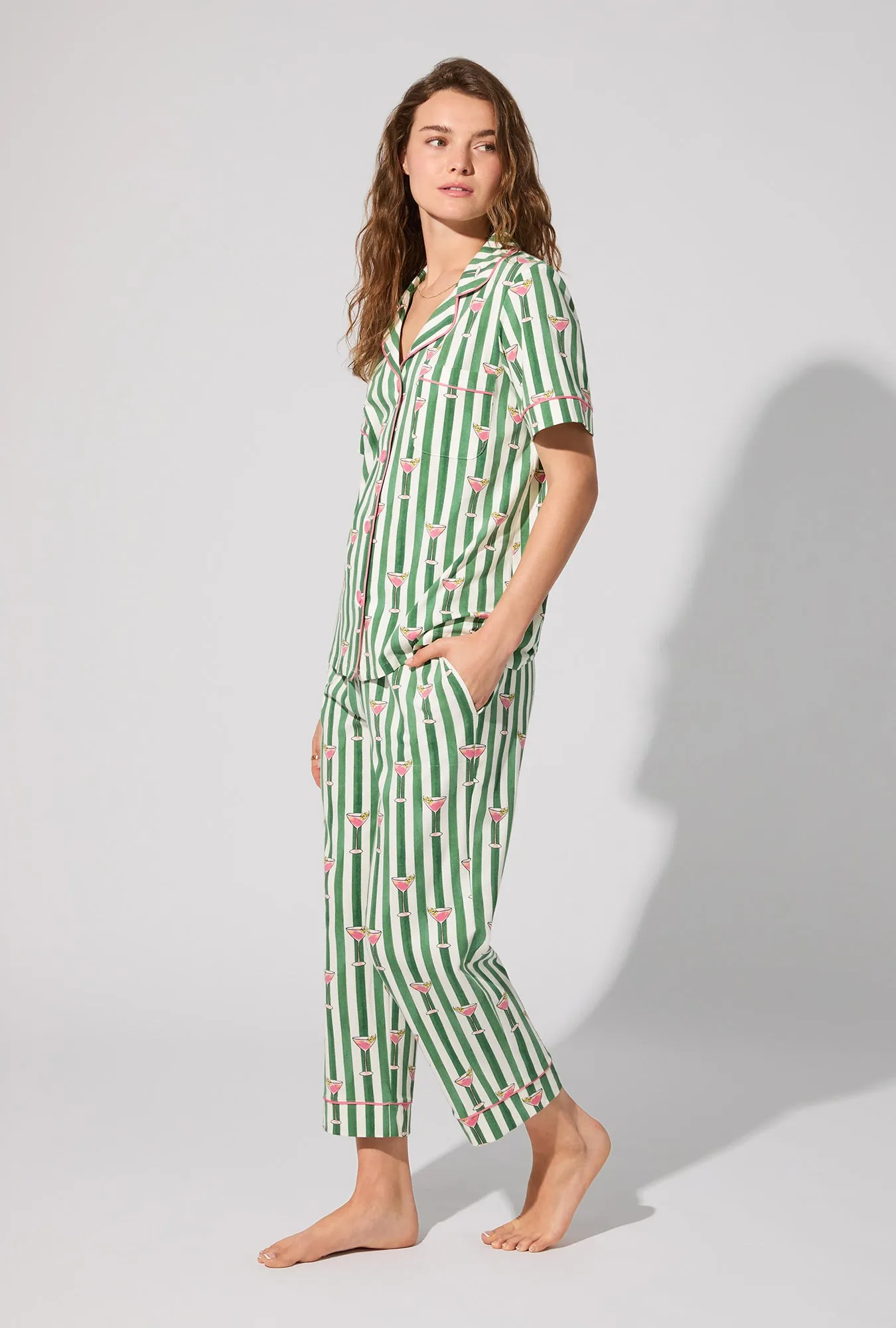 Martini O'Clock Short Sleeve Classic Stretch Jersey Cropped PJ Set sold by BedHead product image thumbnail 2