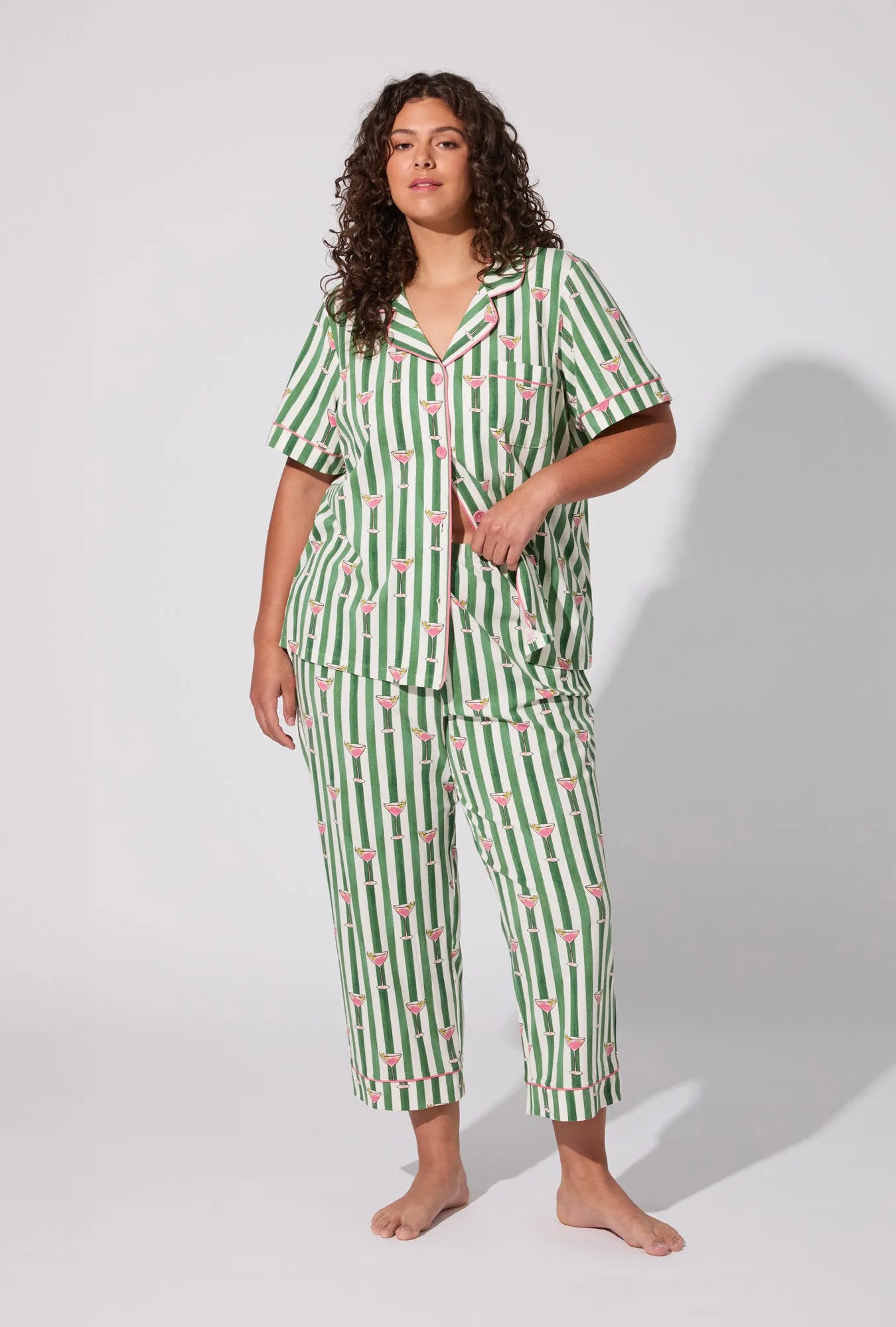 Martini O'Clock Short Sleeve Classic Stretch Jersey Cropped PJ Set sold by BedHead product image thumbnail 4