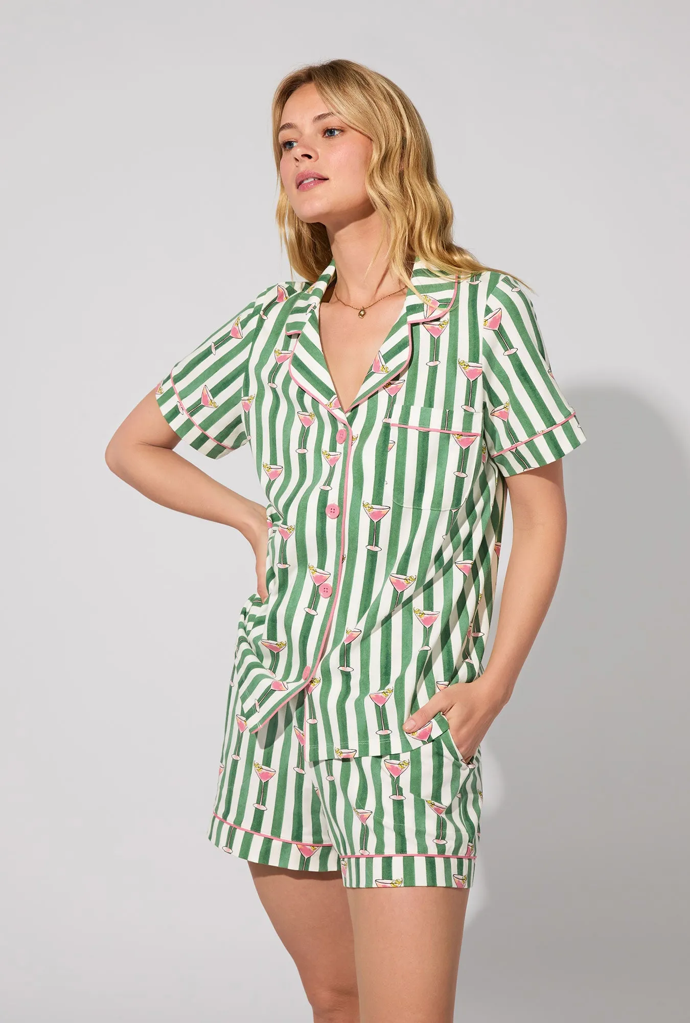 Martini O'Clock Short Sleeve Classic Shorty Stretch Jersey PJ Set sold by BedHead product image thumbnail 2