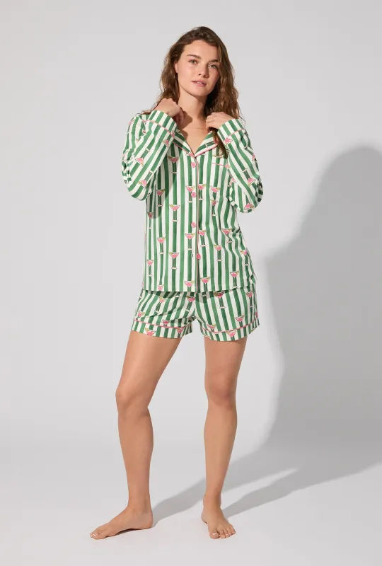 Martini O'Clock Long Sleeve Classic Stretch Jersey Short PJ Set sold by BedHead