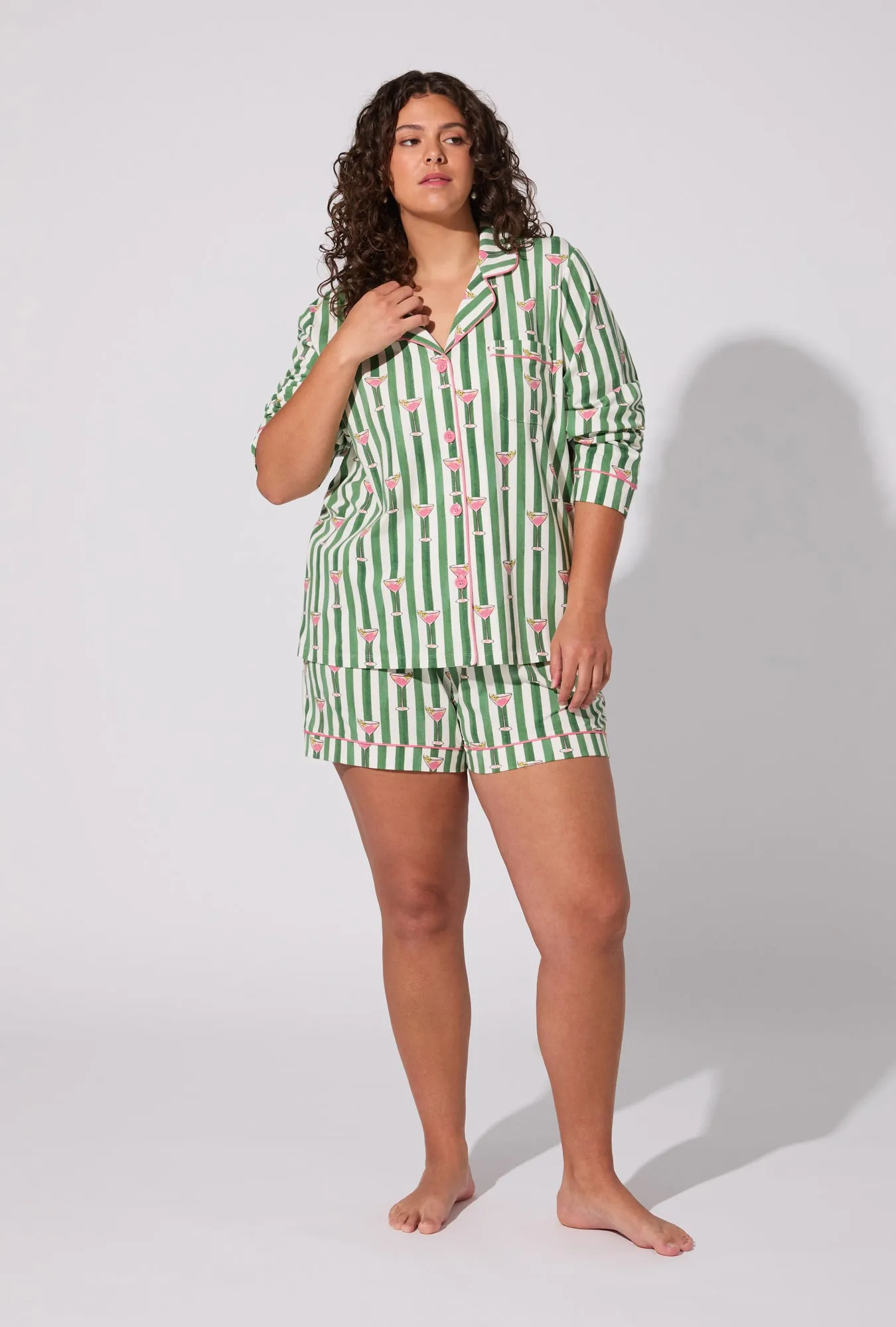 Martini O'Clock Long Sleeve Classic Stretch Jersey Short PJ Set sold by BedHead product image thumbnail 5