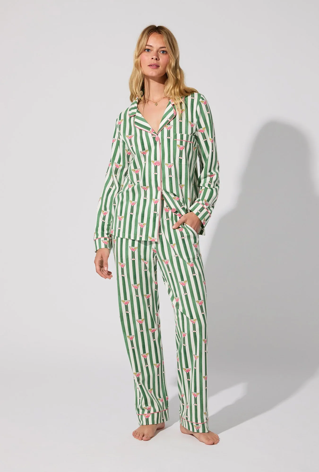 Martini O'Clock Long Sleeve Classic Stretch Jersey PJ Set sold by BedHead