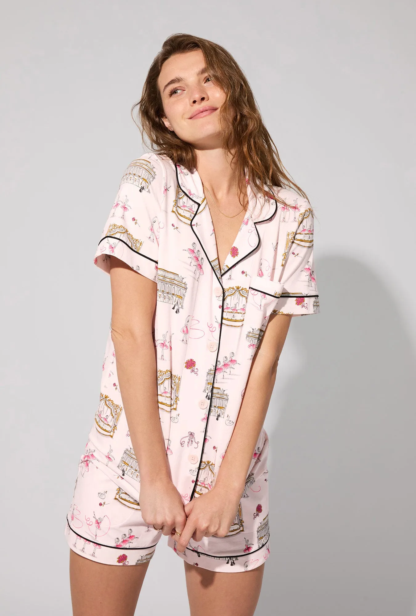 Swan Lake Short Sleeve Classic Shorty Stretch Jersey PJ Set sold by BedHead