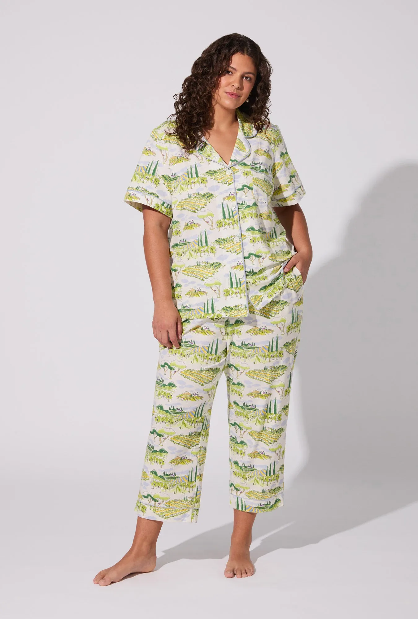 Wine Country Short Sleeve Classic Stretch Jersey Cropped PJ Set sold by BedHead product image thumbnail 5