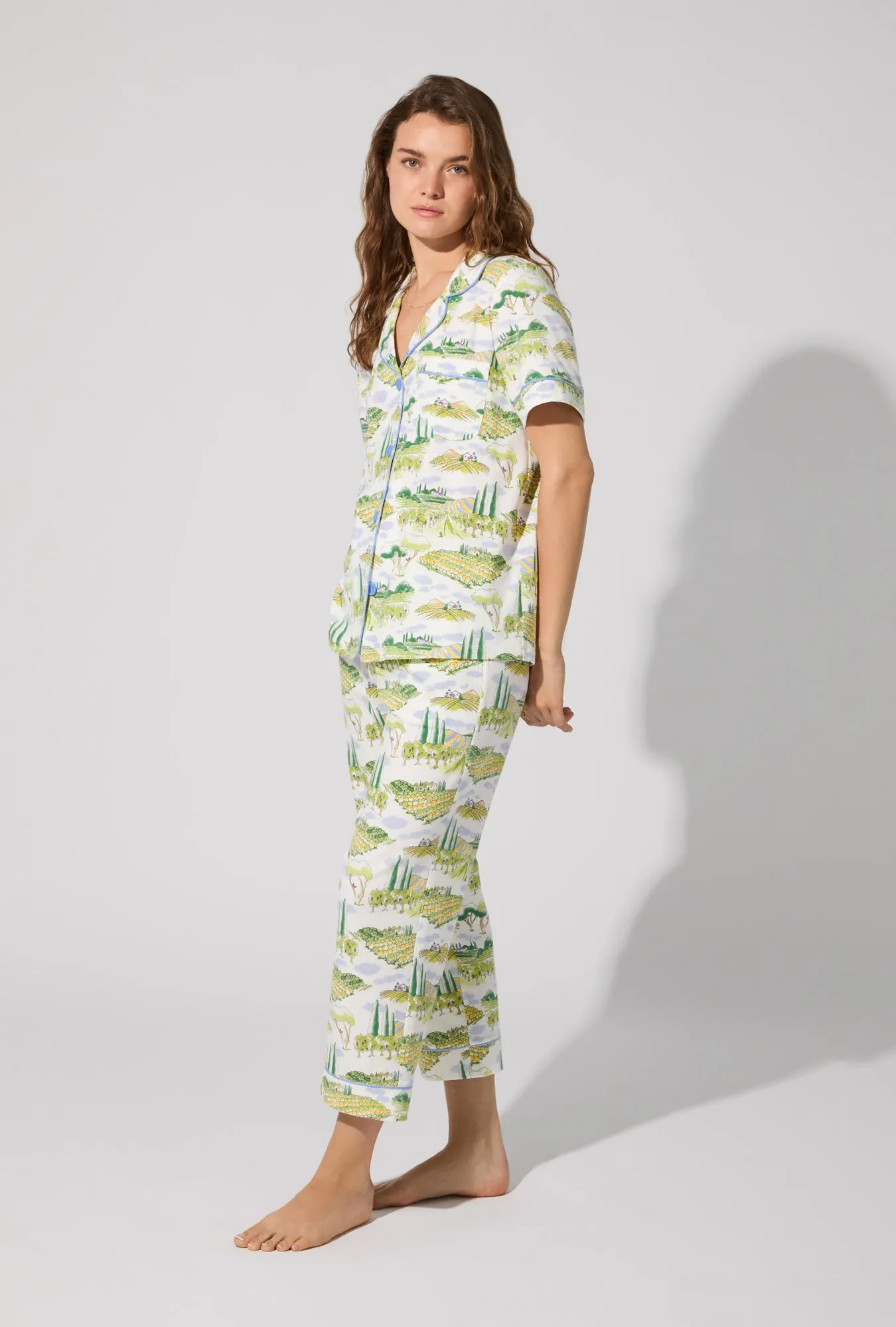 Wine Country Short Sleeve Classic Stretch Jersey Cropped PJ Set sold by BedHead product image thumbnail 3