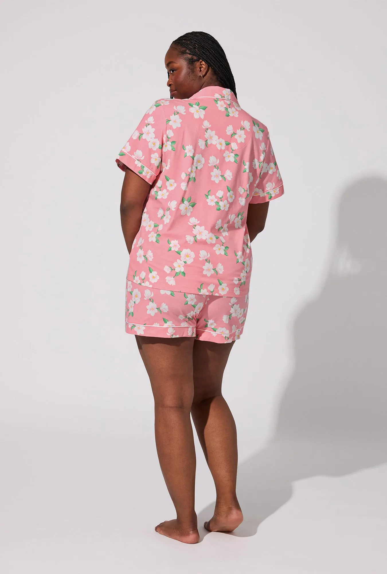 Pink Magnolias Short Sleeve Classic Shorty Stretch Jersey PJ Set sold by BedHead product image thumbnail 5