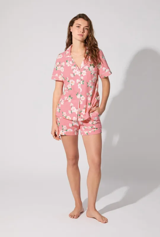 Pink Magnolias Short Sleeve Classic Shorty Stretch Jersey PJ Set sold by BedHead