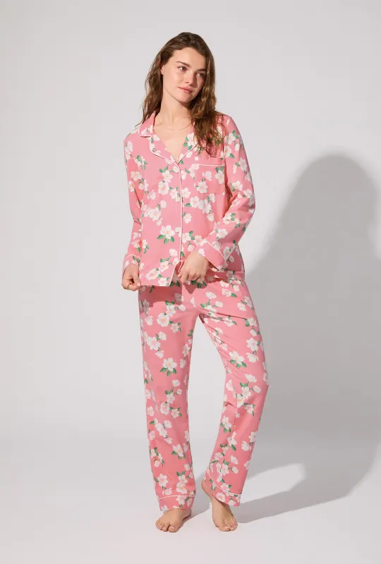 Pink Magnolias Long Sleeve Classic Stretch Jersey PJ Set sold by BedHead